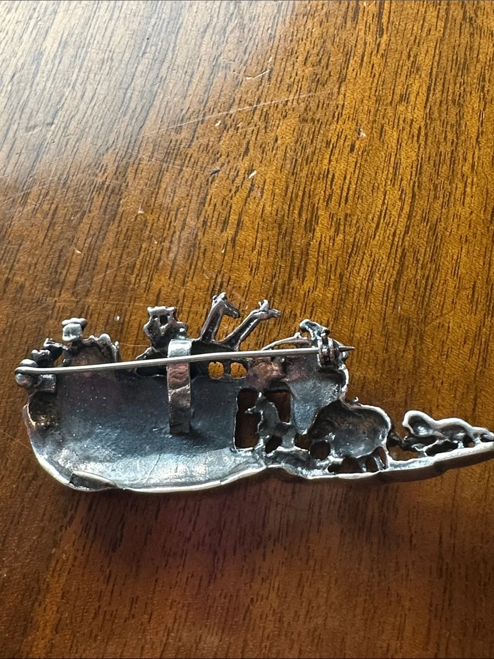 Vintage Silver-Tone Noah's Ark Brooch or Pendant